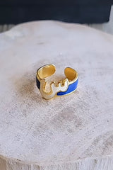 Arabic Alphabet Ring White & Blue